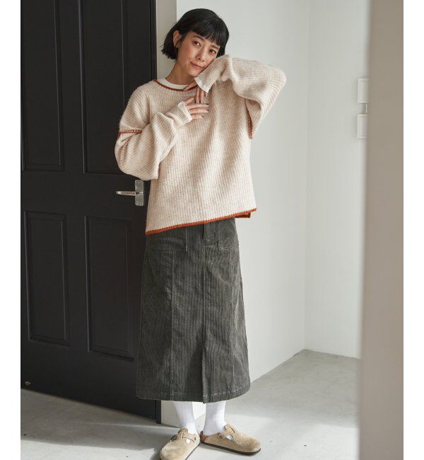 Lbc with Life「ステッチ配色畦ラインニットプルオーバー」|カーディガン|