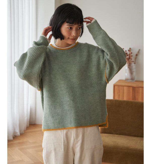 Lbc with Life「ステッチ配色畦ラインニットプルオーバー」|カーディガン|