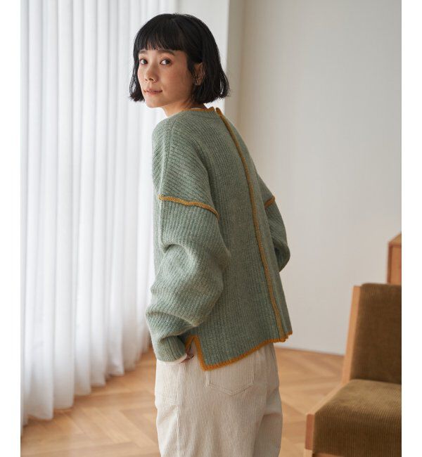 Lbc with Life「ステッチ配色畦ラインニットプルオーバー」|カーディガン|