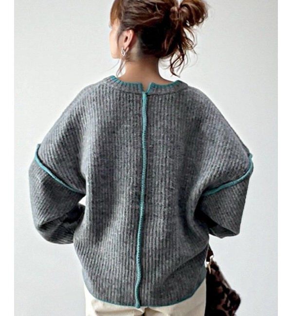 Lbc with Life「ステッチ配色畦ラインニットプルオーバー」|カーディガン|