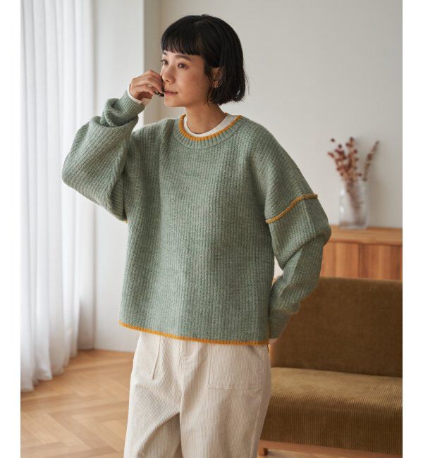 Lbc with Life「ステッチ配色畦ラインニットプルオーバー」|カーディガン|