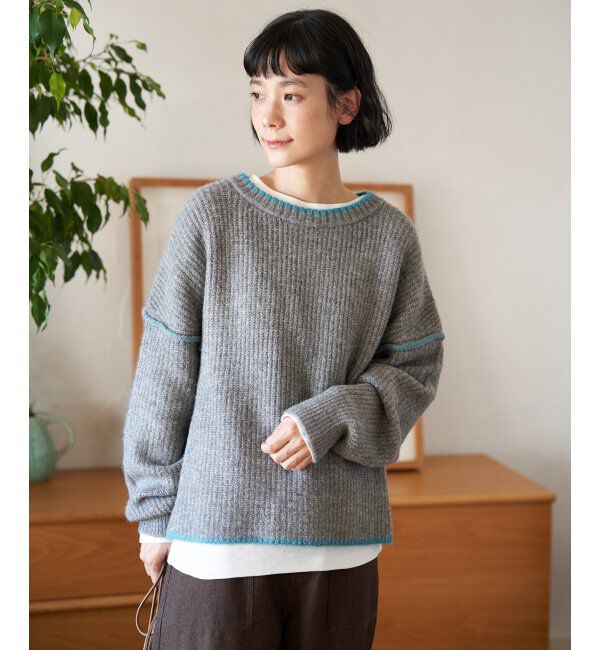 Lbc with Life「ステッチ配色畦ラインニットプルオーバー」|カーディガン|