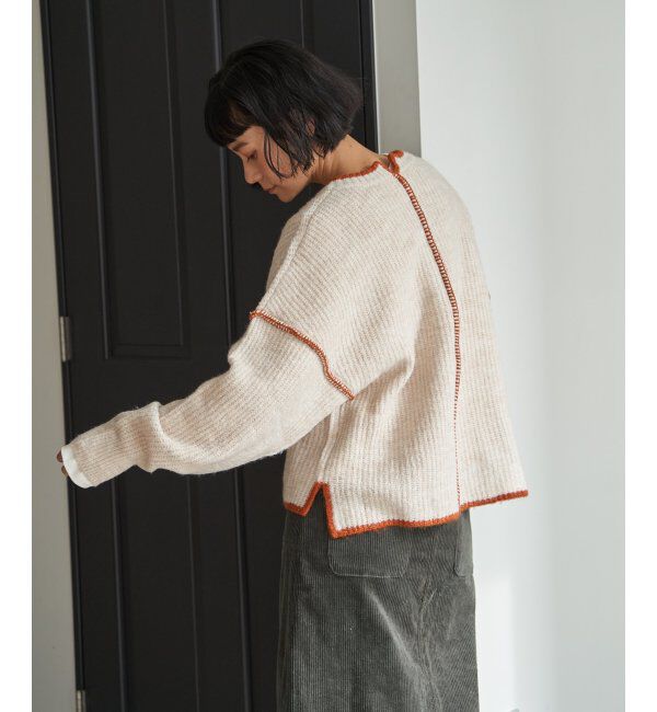 Lbc with Life「ステッチ配色畦ラインニットプルオーバー」|カーディガン|