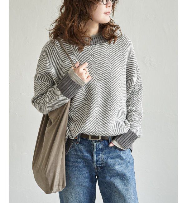 Lbc with Life「ヘリンボン柄ニットプルオーバー」|カーディガン|