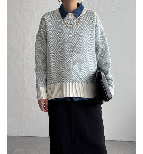 Lbc with Life「ヘリンボン柄ニットプルオーバー」|カーディガン|