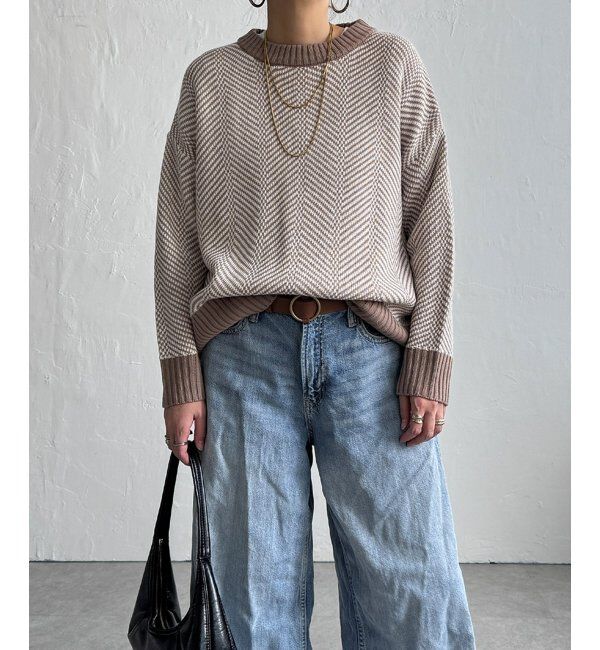 Lbc with Life「ヘリンボン柄ニットプルオーバー」|カーディガン|