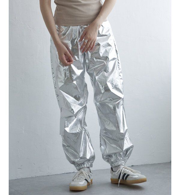VENCE share style「メタリックパラシュートパンツ」|デニム|