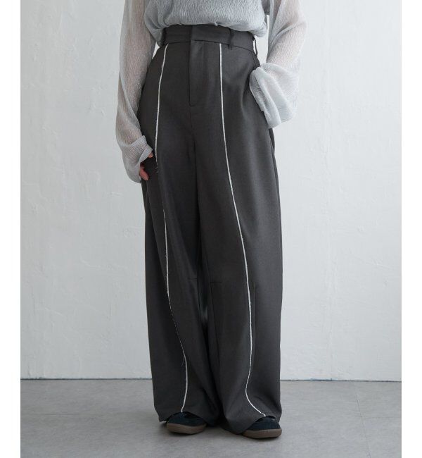 VENCE share style「ヘザーエステルツイルカーブパンツ」|デニム|グレー