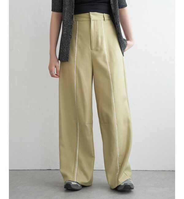 VENCE share style「ヘザーエステルツイルカーブパンツ」|デニム|イエロー