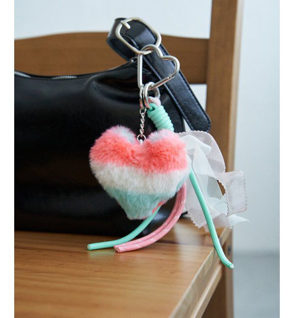 VENCE share style「レインボーファーハートチャーム」|その他|グリーン