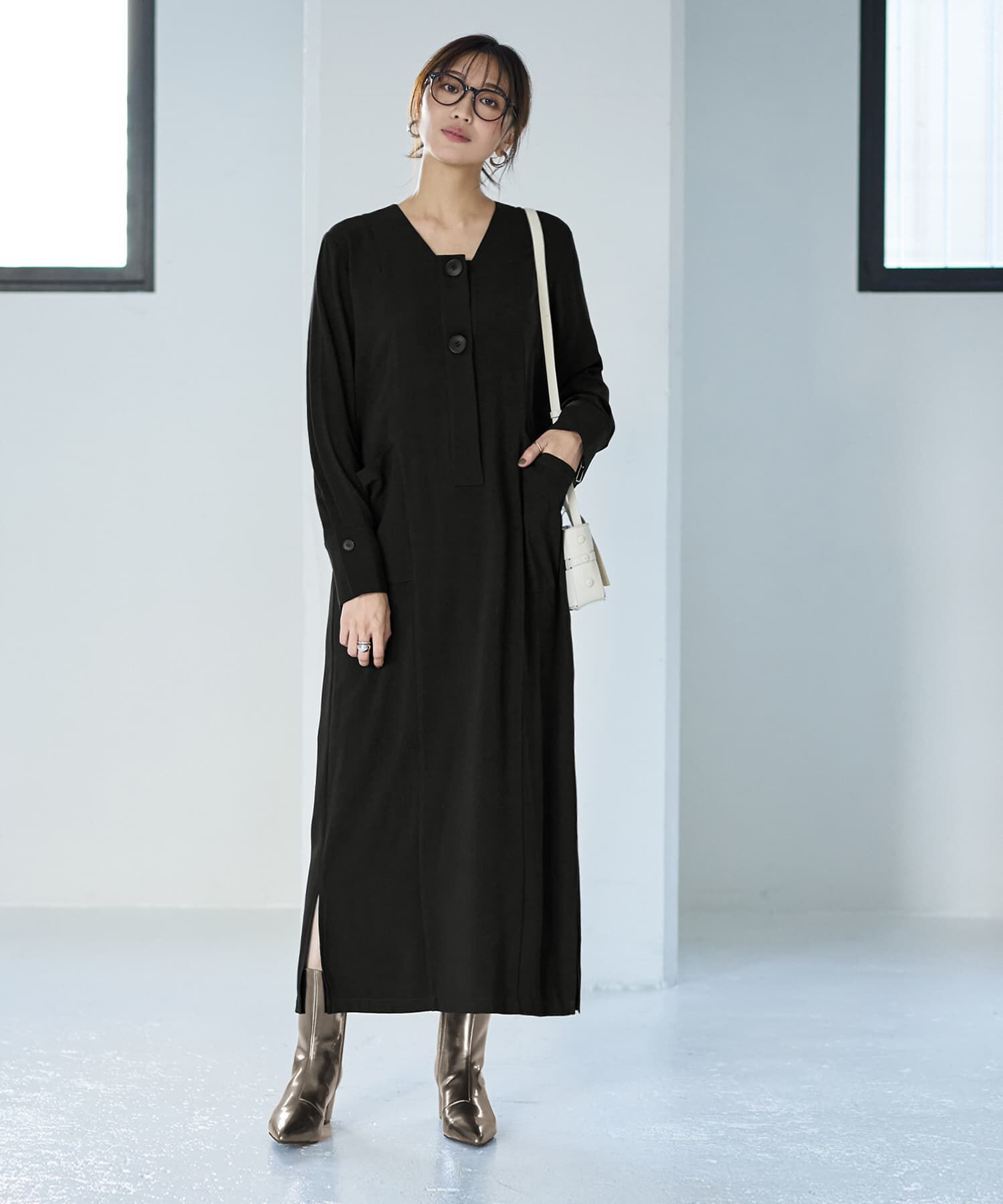 STYLE DELI「フロント２ボタンジョーゼットワンピース」|ワンピース|