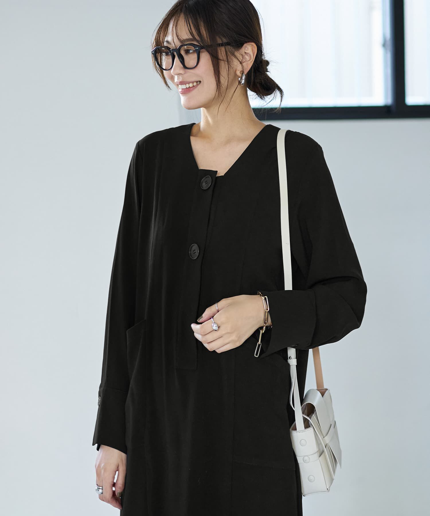 STYLE DELI「フロント２ボタンジョーゼットワンピース」|ワンピース|