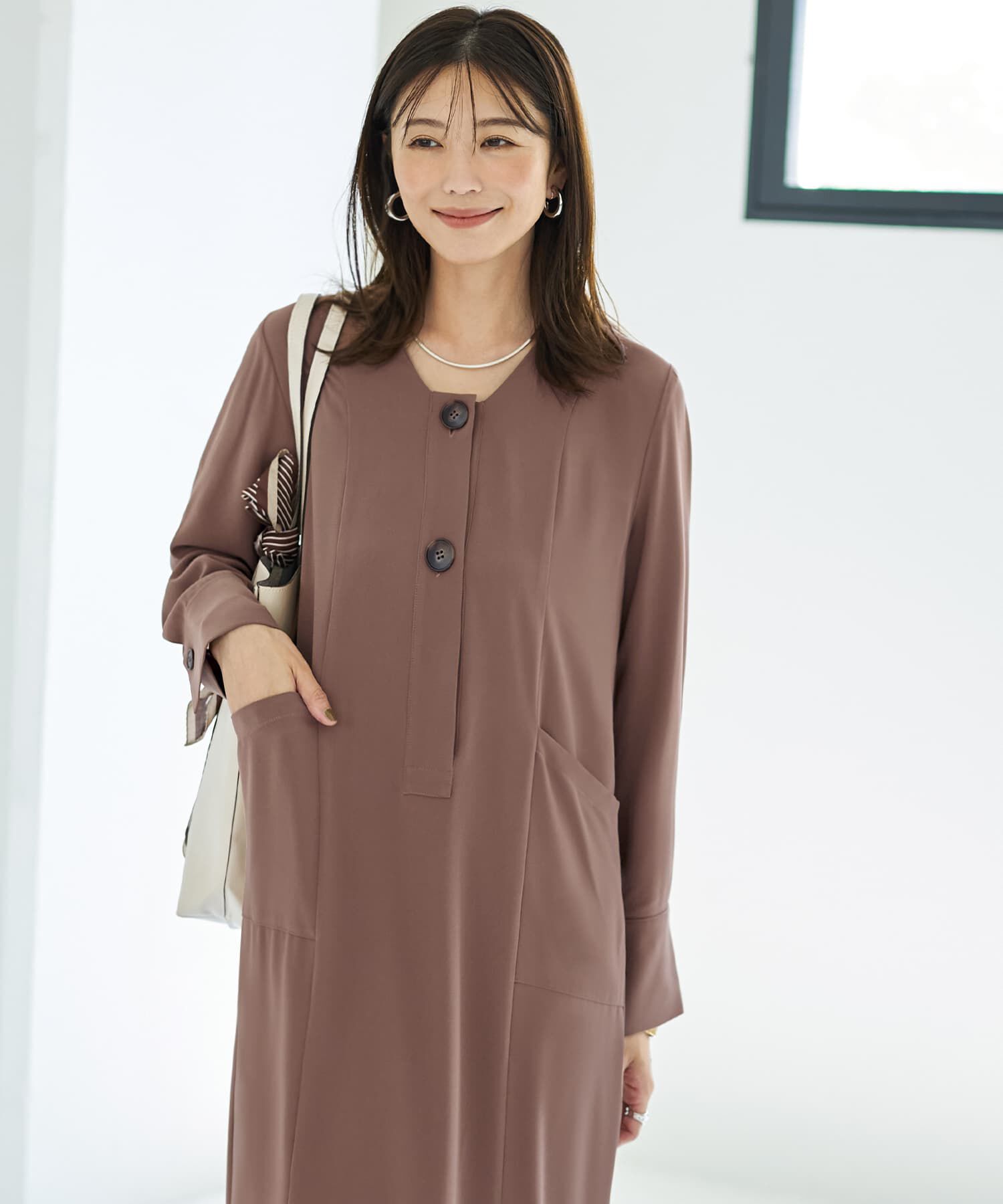 STYLE DELI「フロント２ボタンジョーゼットワンピース」|ワンピース|