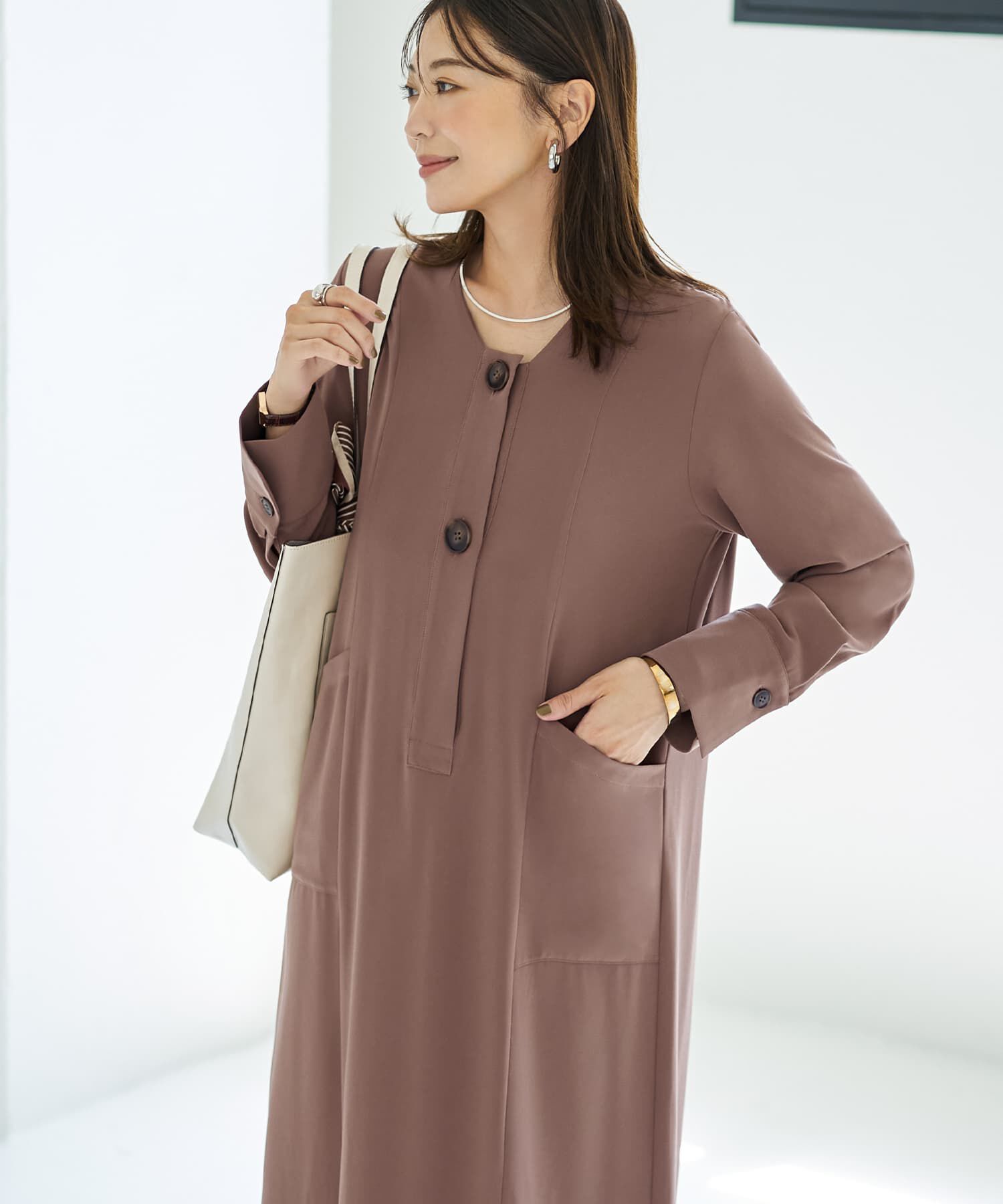 STYLE DELI「フロント２ボタンジョーゼットワンピース」|ワンピース|