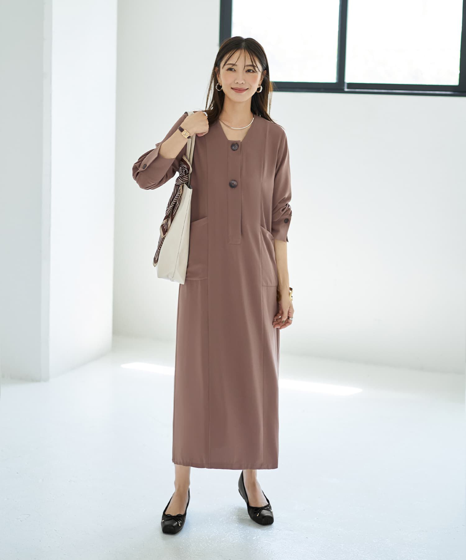 STYLE DELI「フロント２ボタンジョーゼットワンピース」|ワンピース|