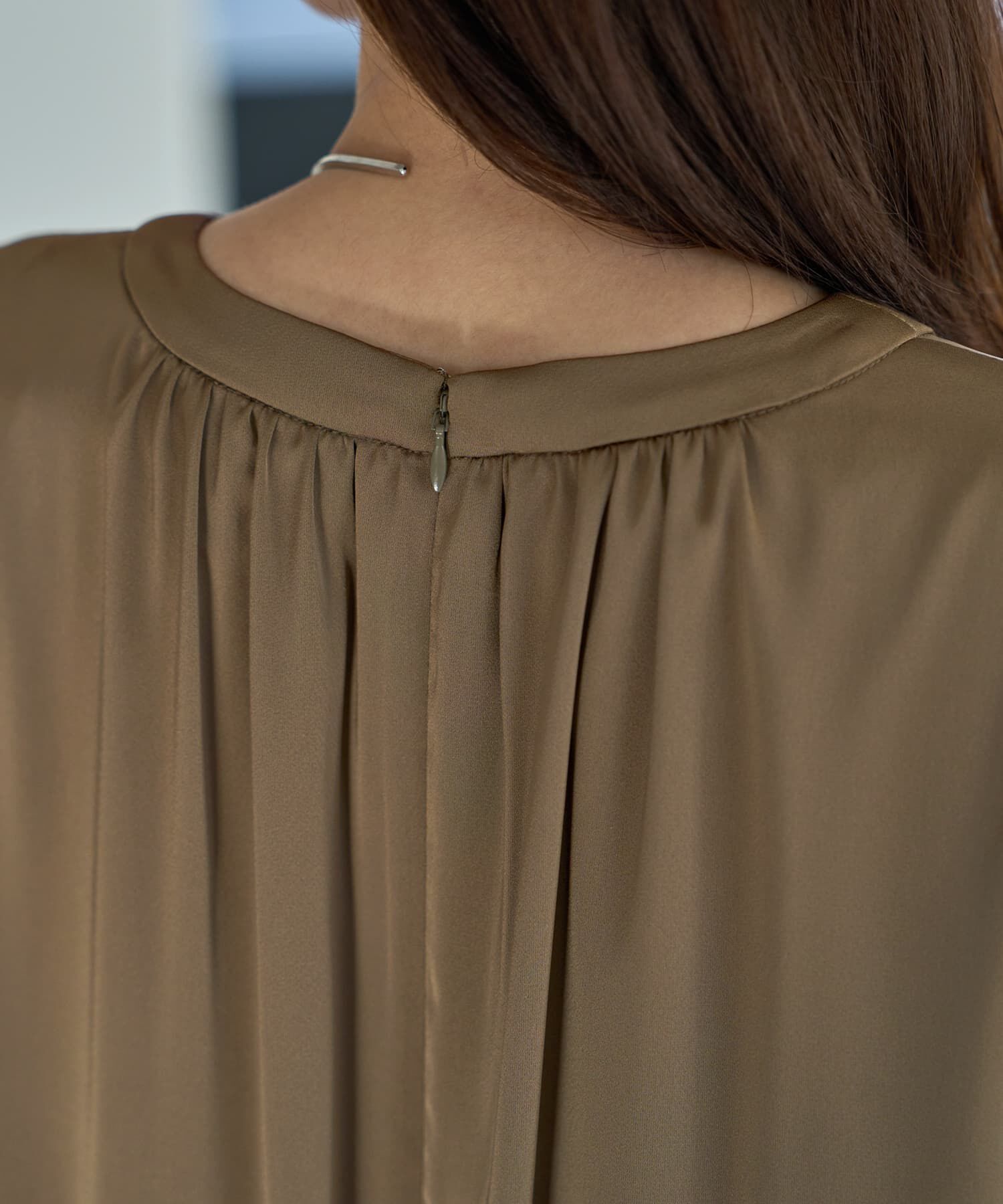 STYLE DELI「【LUXE】ノーブルサテンギャザーワンピース」|ワンピース|