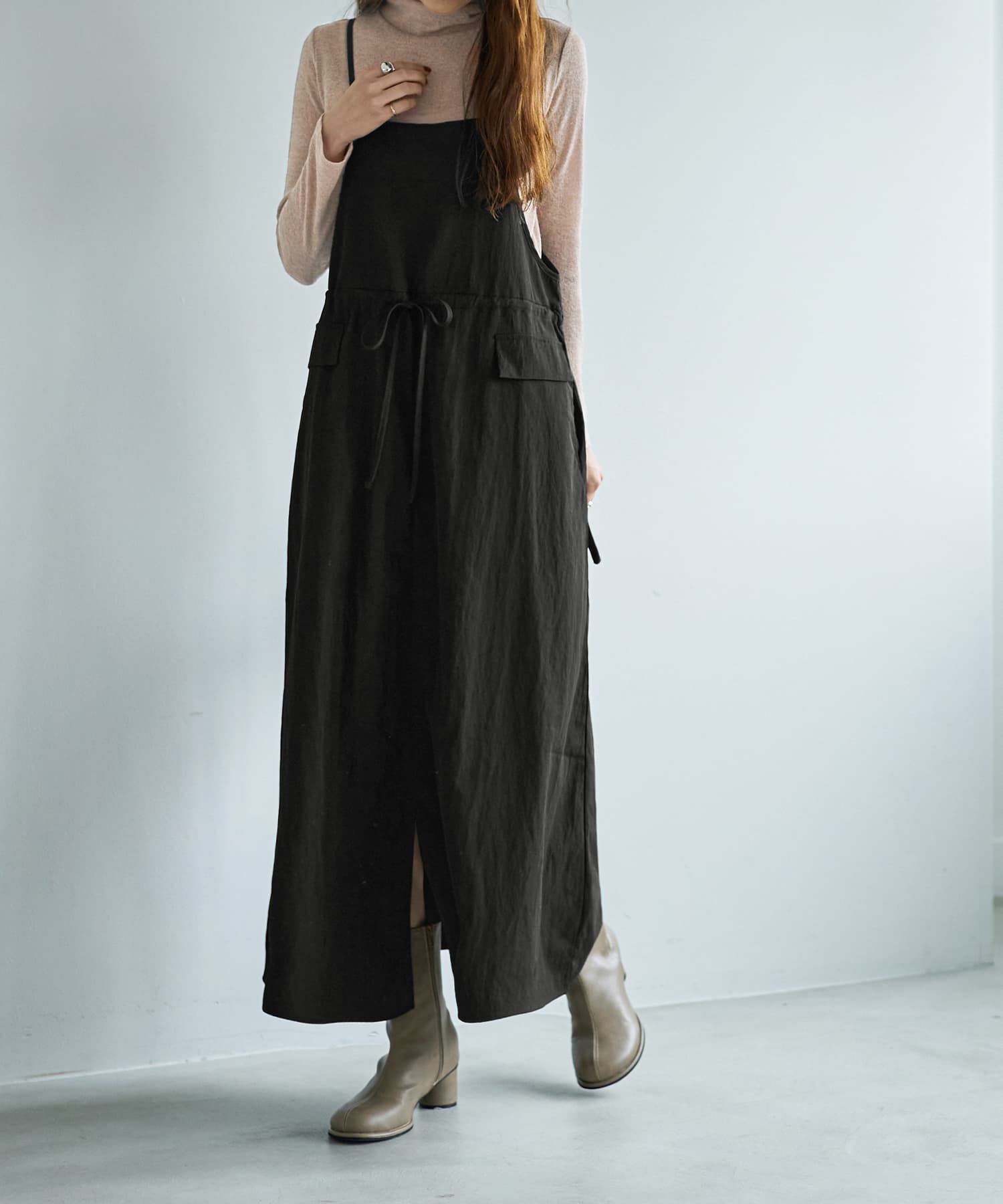 STYLE DELI「ソリッドジャンパースカート」|ジャンパースカート|ブラック