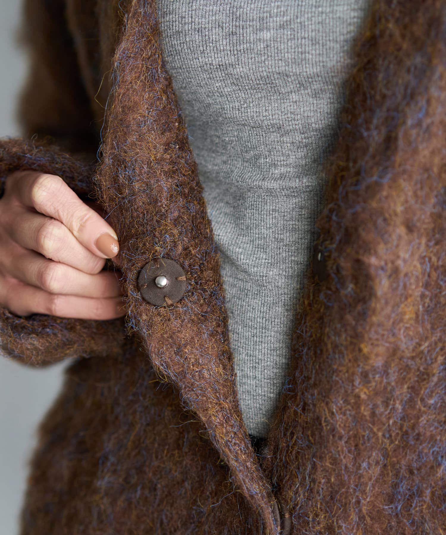 STYLE DELI「【LUXE】毛起こしブークレジャケット風カーディガン」|ニット・セーター|