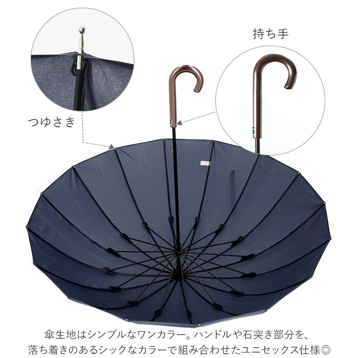 BACKYARD FAMILY「傘 16本骨 グラスファイバー 通販 雨傘 長傘 レディース メンズ 55cm 55センチ 55」|傘|