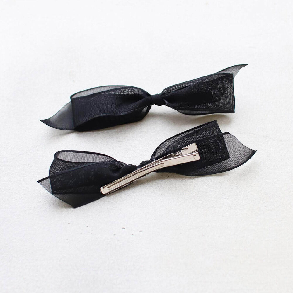 BACKYARD FAMILY「ヘアクリップ キッズ 2個セット 通販 ヘア クリップ 68412302 モーニングリボンクリップ」|その他|ブラック1