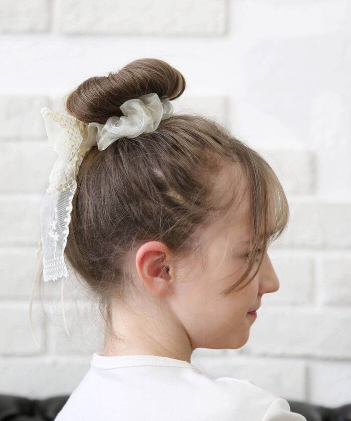 BACKYARD FAMILY「Rora シュシュ キッズ 通販 ミルククリーム 髪飾り お団子 ヘアゴム ポニーテール リボン」|その他|