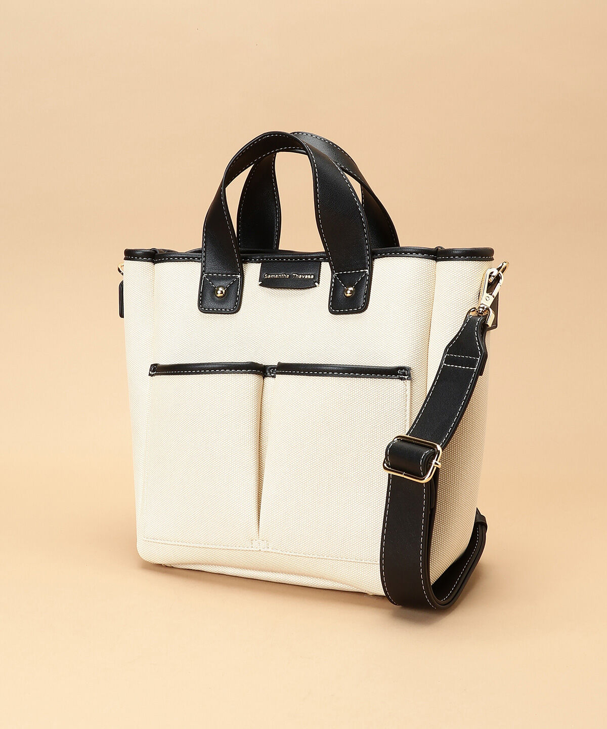 Samantha Thavasa「キャンバスデザイン 合皮スクエアトートバッグ 小サイズ」|トートバッグ|