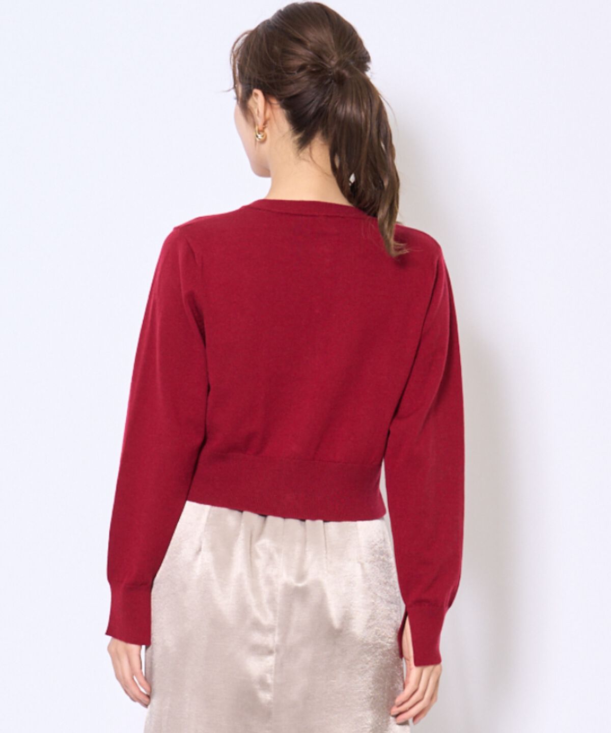 アンドクチュール「刺繍クルーネック長袖カーディガン」|カーディガン|