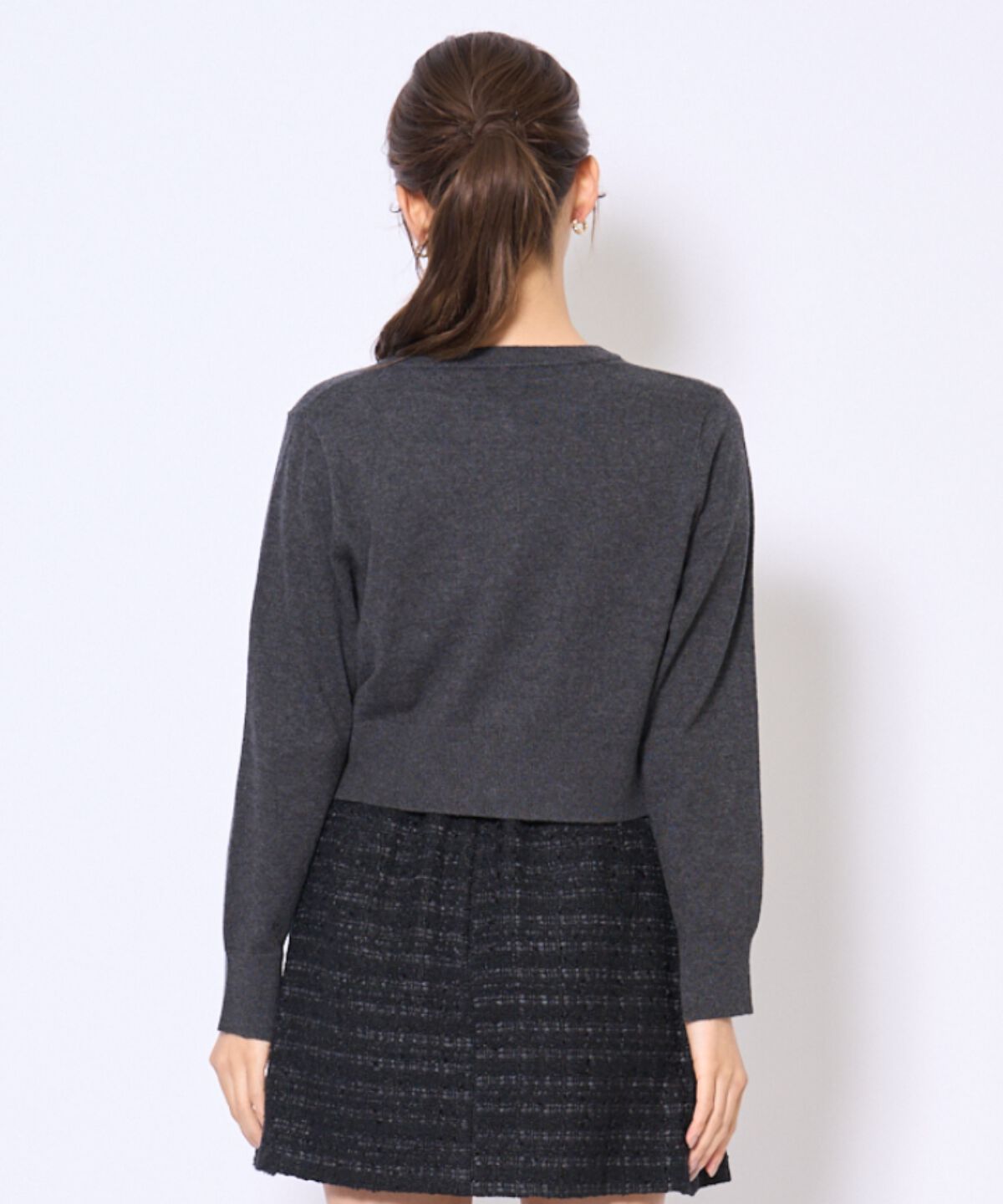 アンドクチュール「刺繍クルーネック長袖カーディガン」|カーディガン|