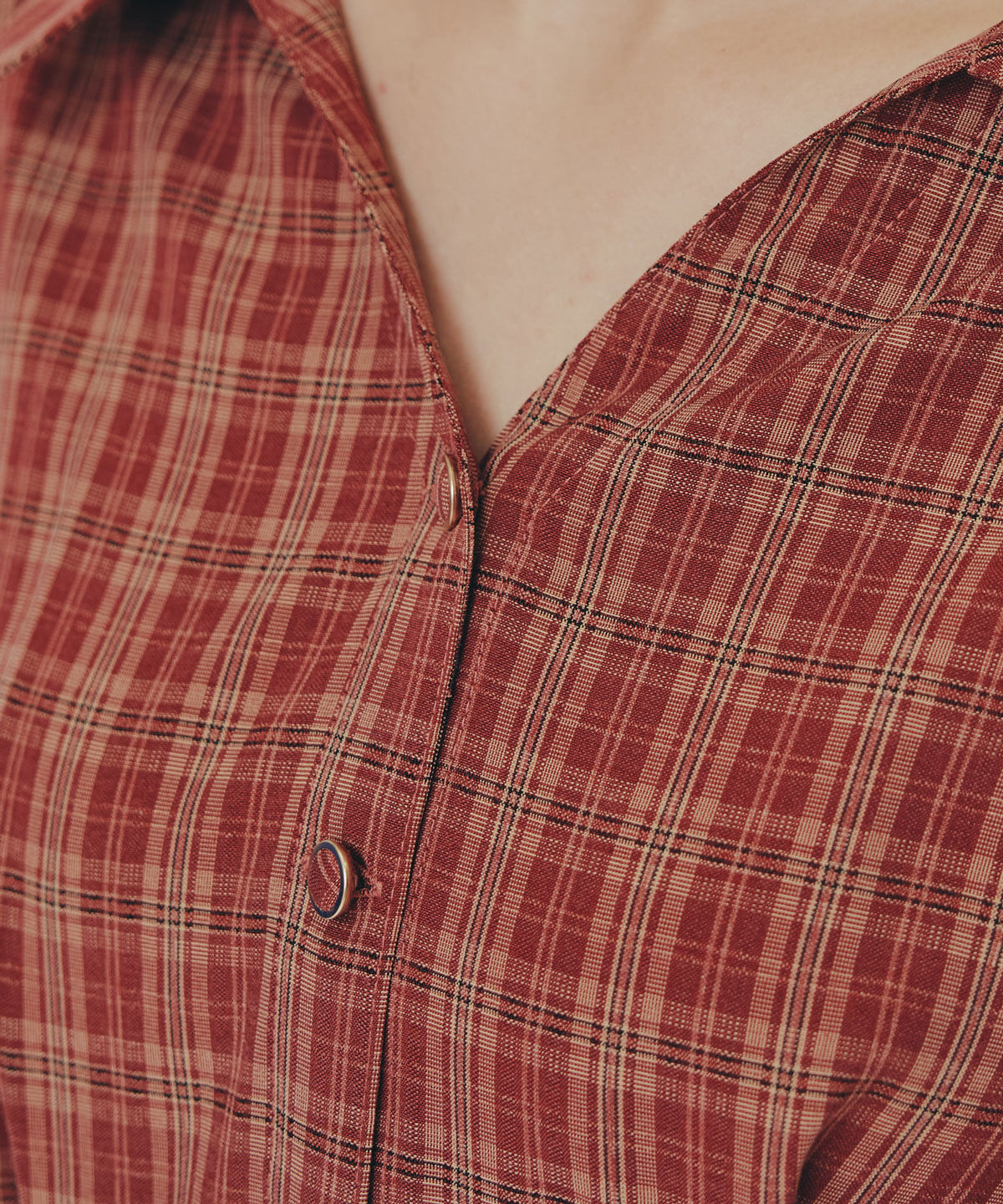 REDYAZEL「チェックバイカラーウエストベルトシャツワンピース」|ワンピース|