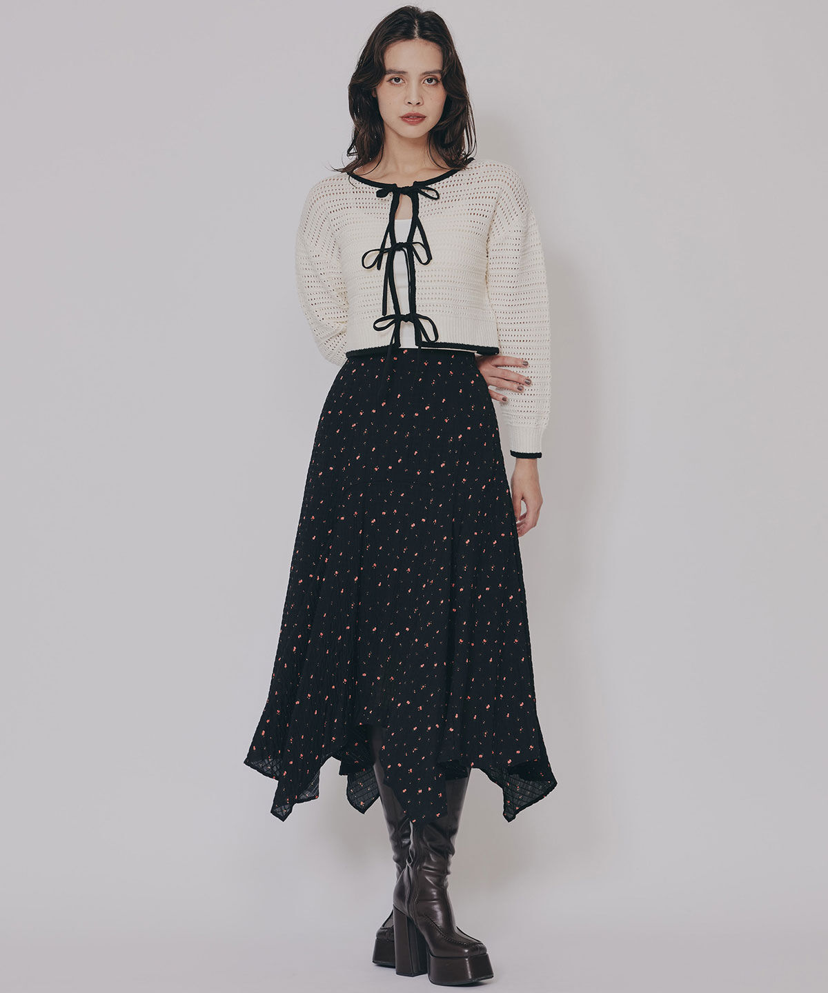 REDYAZEL「リボンニットカーディガン」|カーディガン|