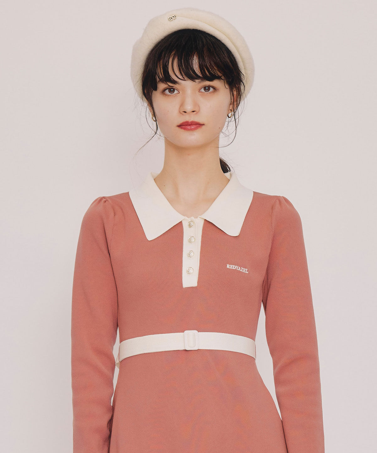 REDYAZEL「バイカラーポロニットミニワンピース」|ワンピース|