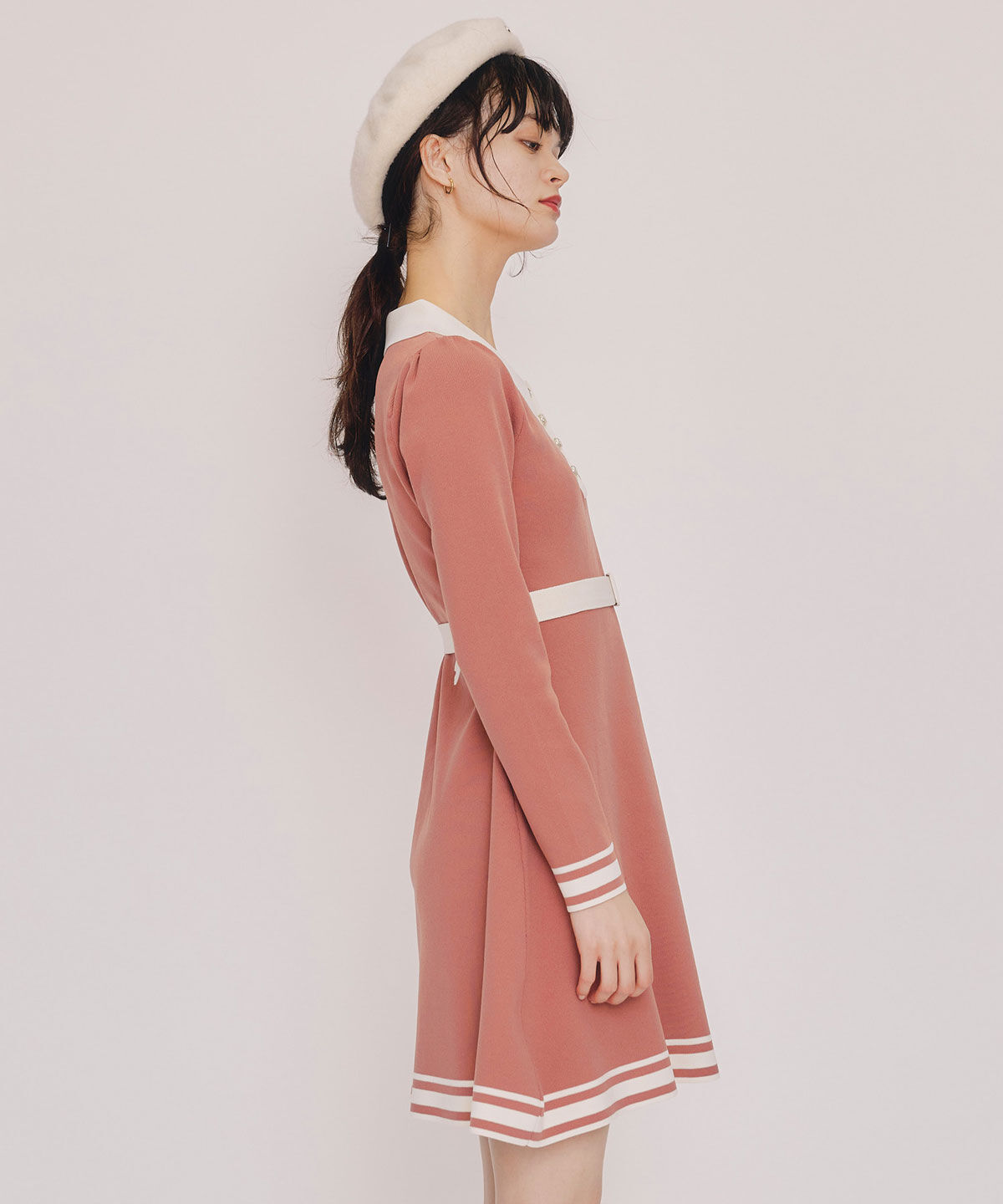 REDYAZEL「バイカラーポロニットミニワンピース」|ワンピース|