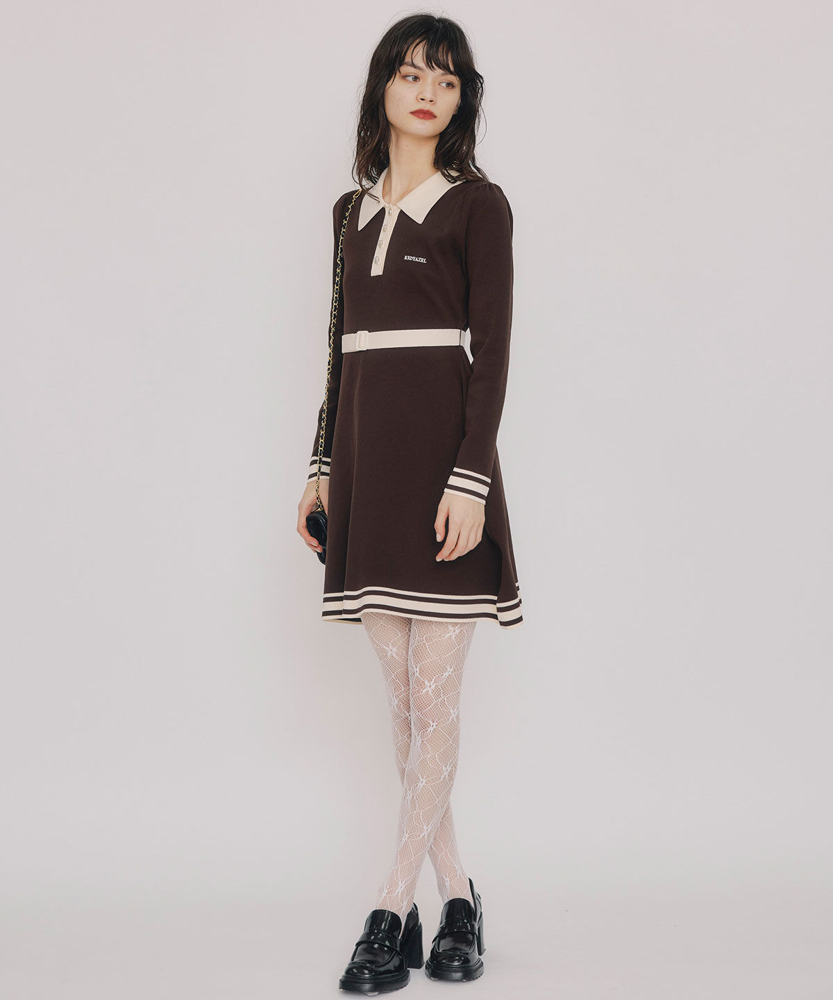 REDYAZEL「バイカラーポロニットミニワンピース」|ワンピース|