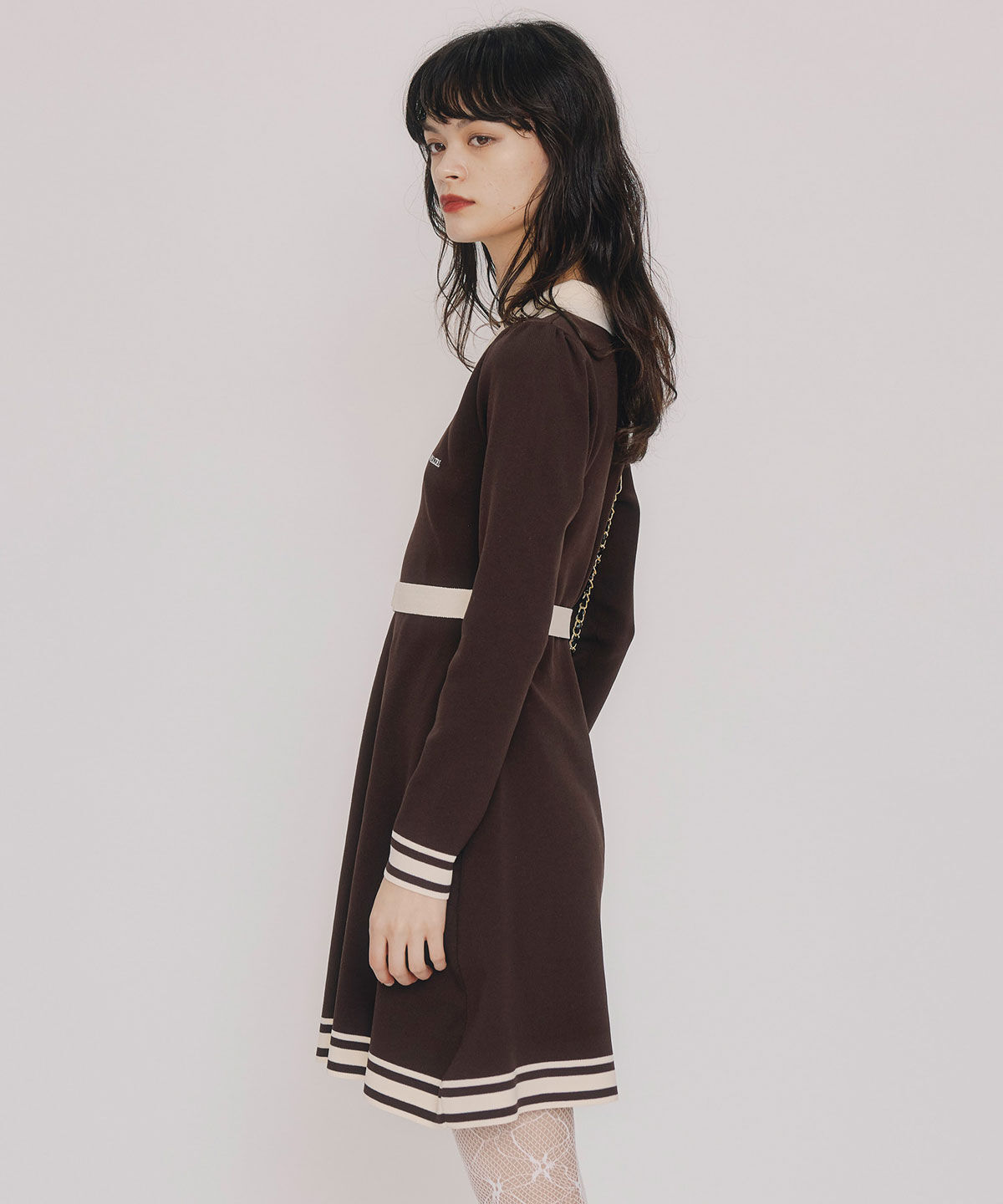 REDYAZEL「バイカラーポロニットミニワンピース」|ワンピース|