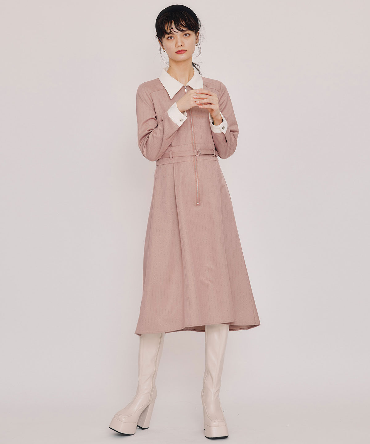 REDYAZEL「フロントZIPストライプロングワンピース」|ワンピース|