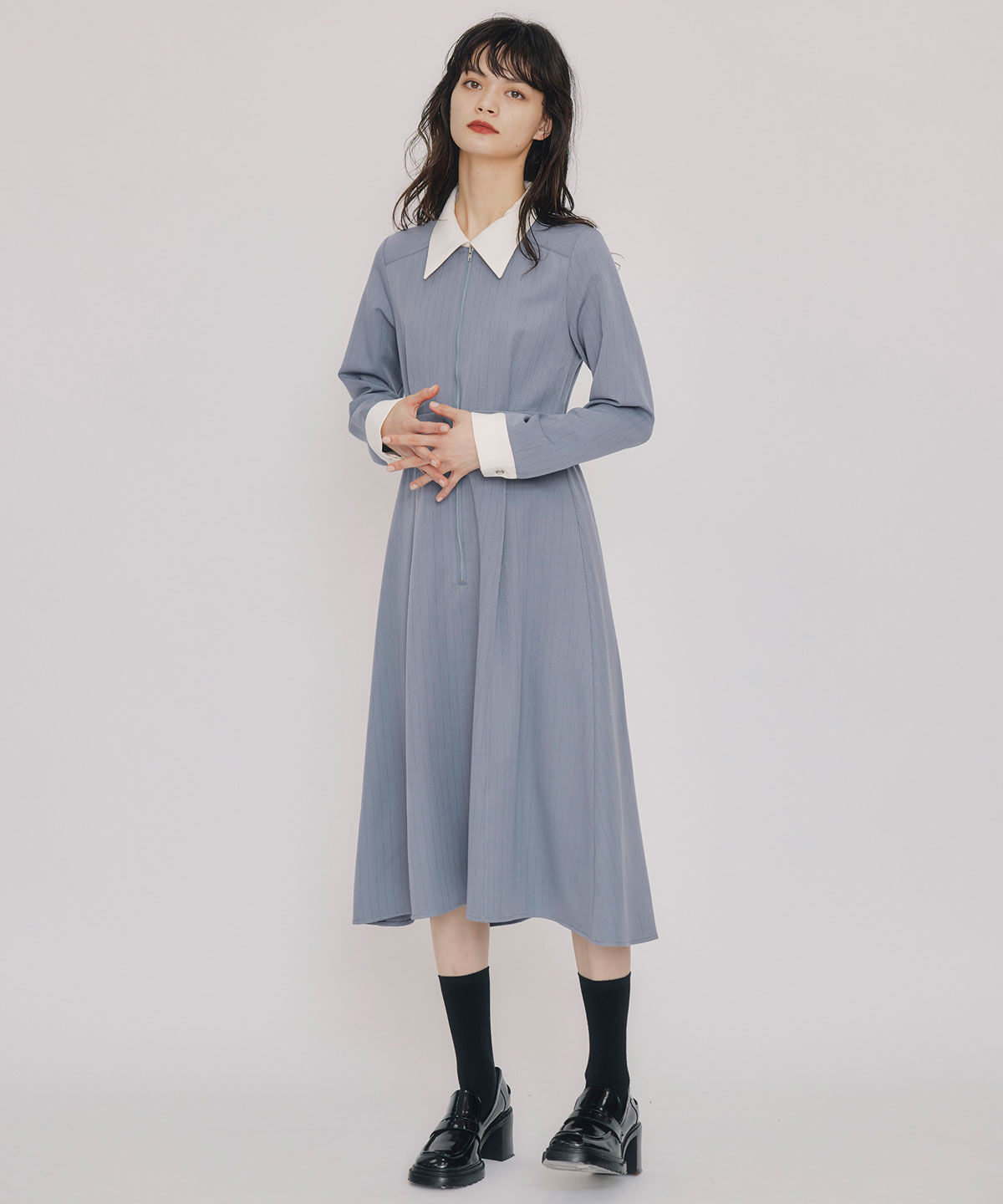 REDYAZEL「フロントZIPストライプロングワンピース」|ワンピース|