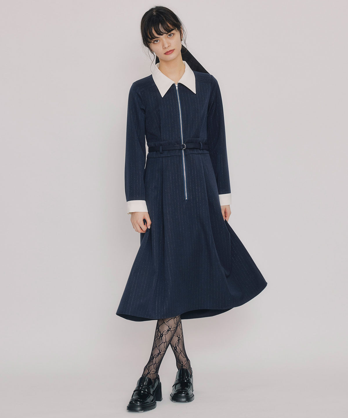 REDYAZEL「フロントZIPストライプロングワンピース」|ワンピース|