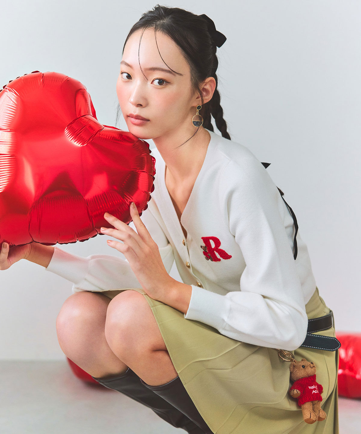 REDYAZEL「AzelyハートVネックカーディガン」|カーディガン|