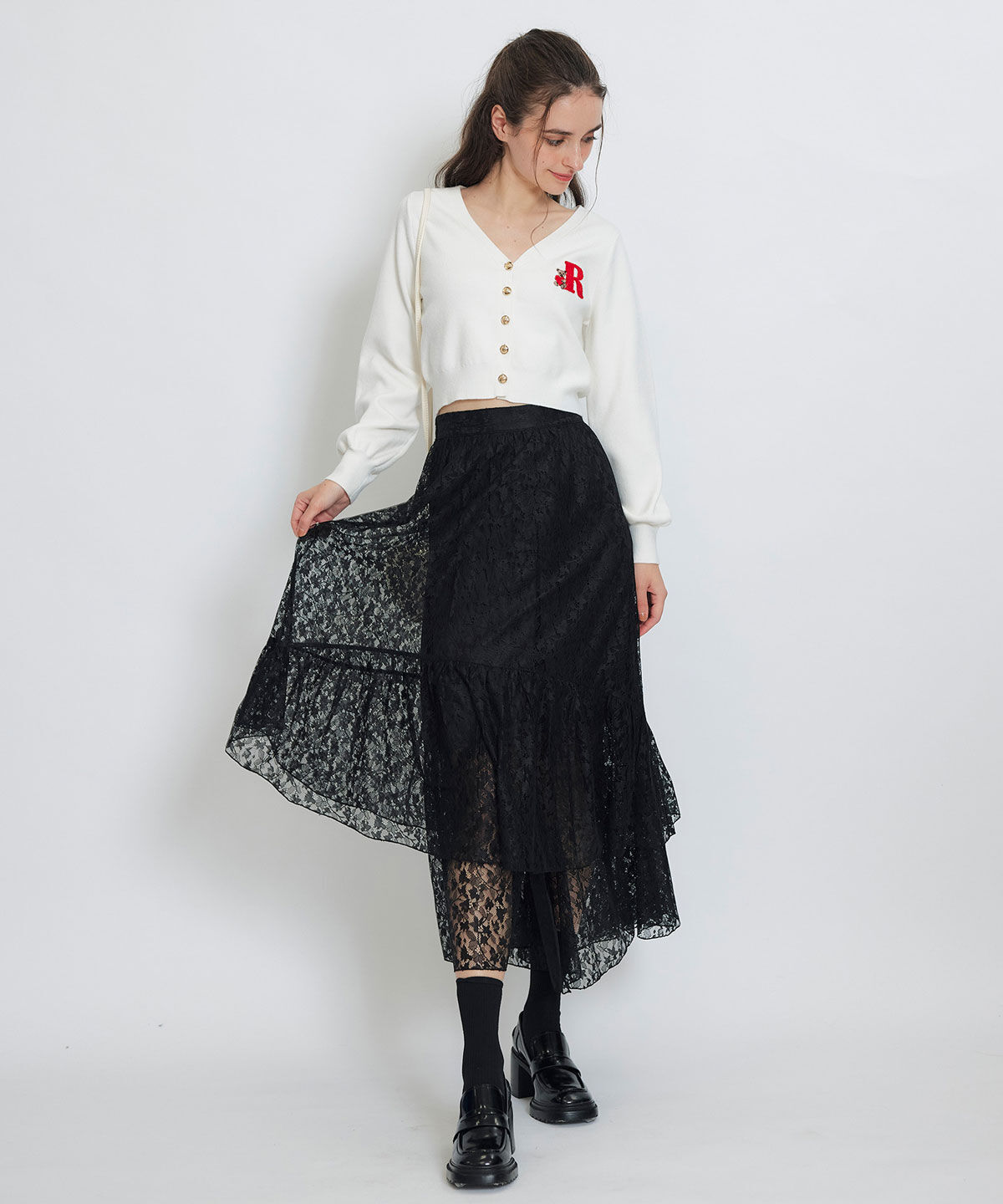 REDYAZEL「AzelyハートVネックカーディガン」|カーディガン|