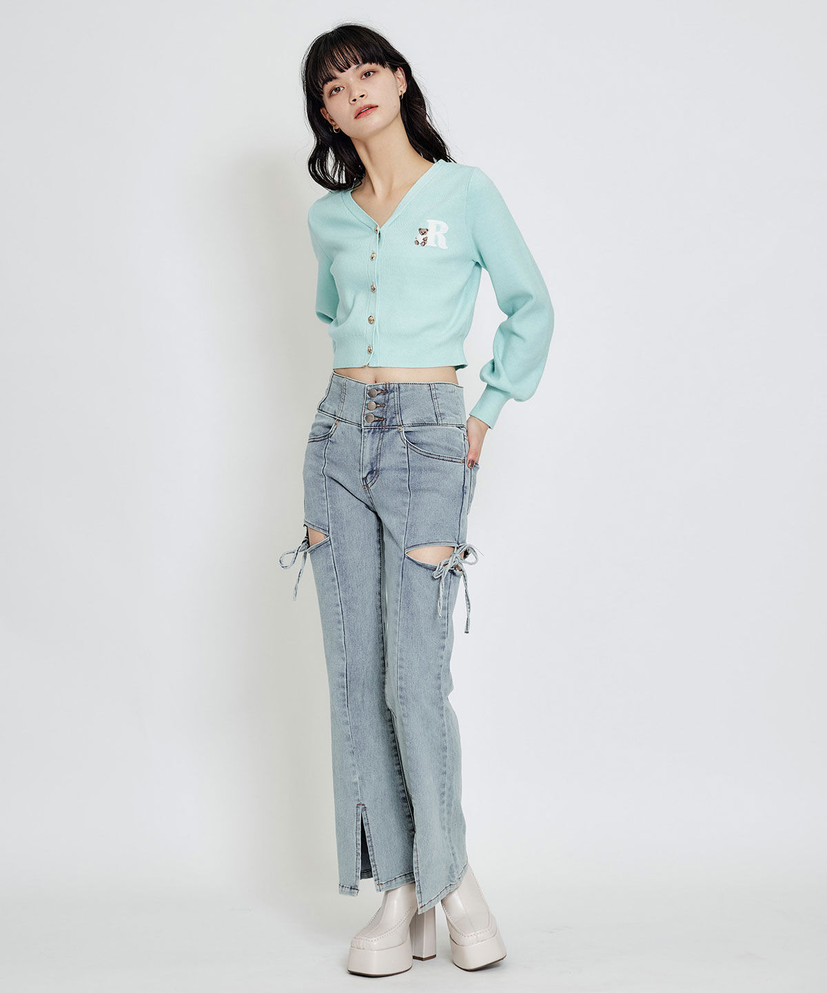 REDYAZEL「AzelyハートVネックカーディガン」|カーディガン|