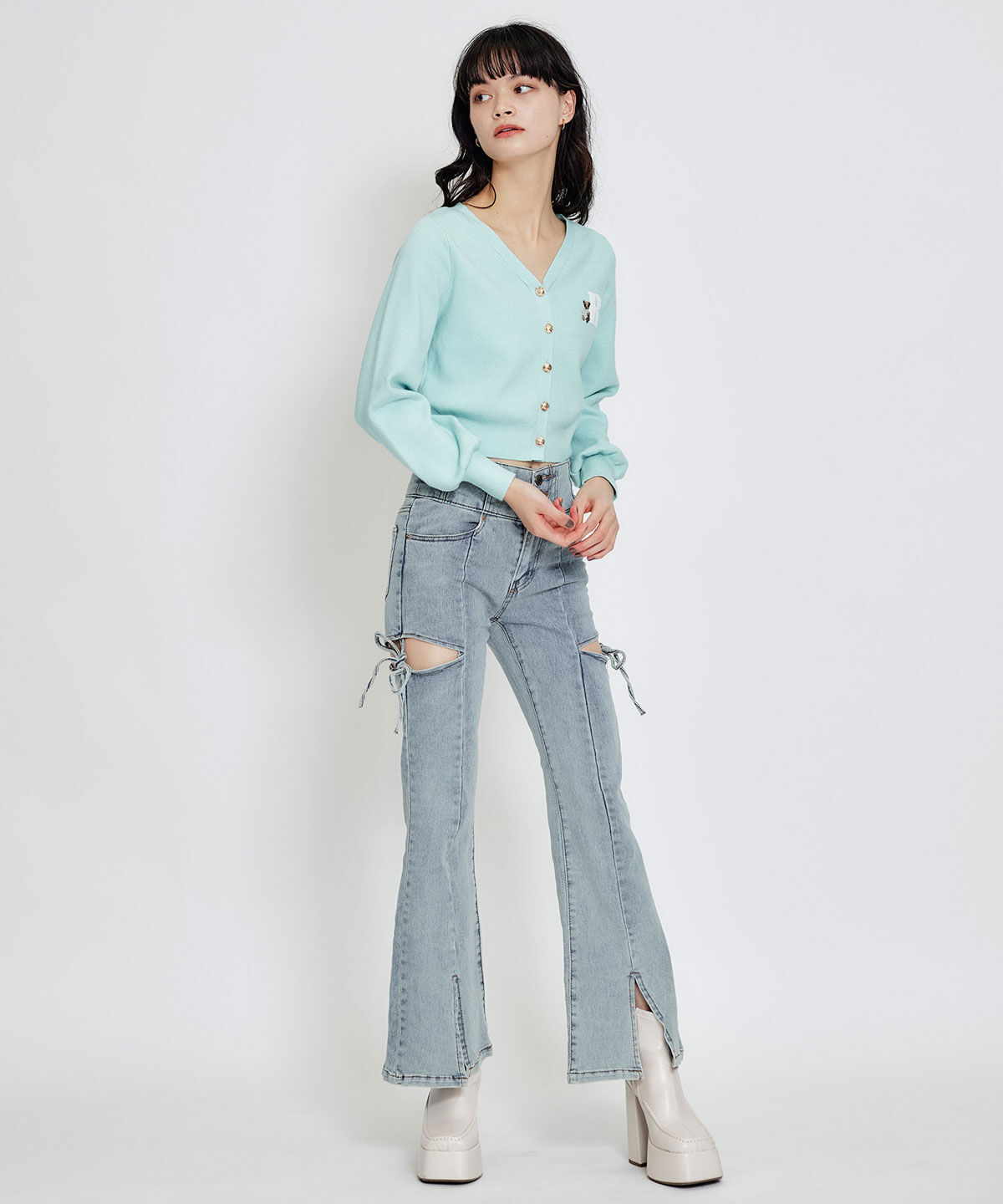 REDYAZEL「AzelyハートVネックカーディガン」|カーディガン|