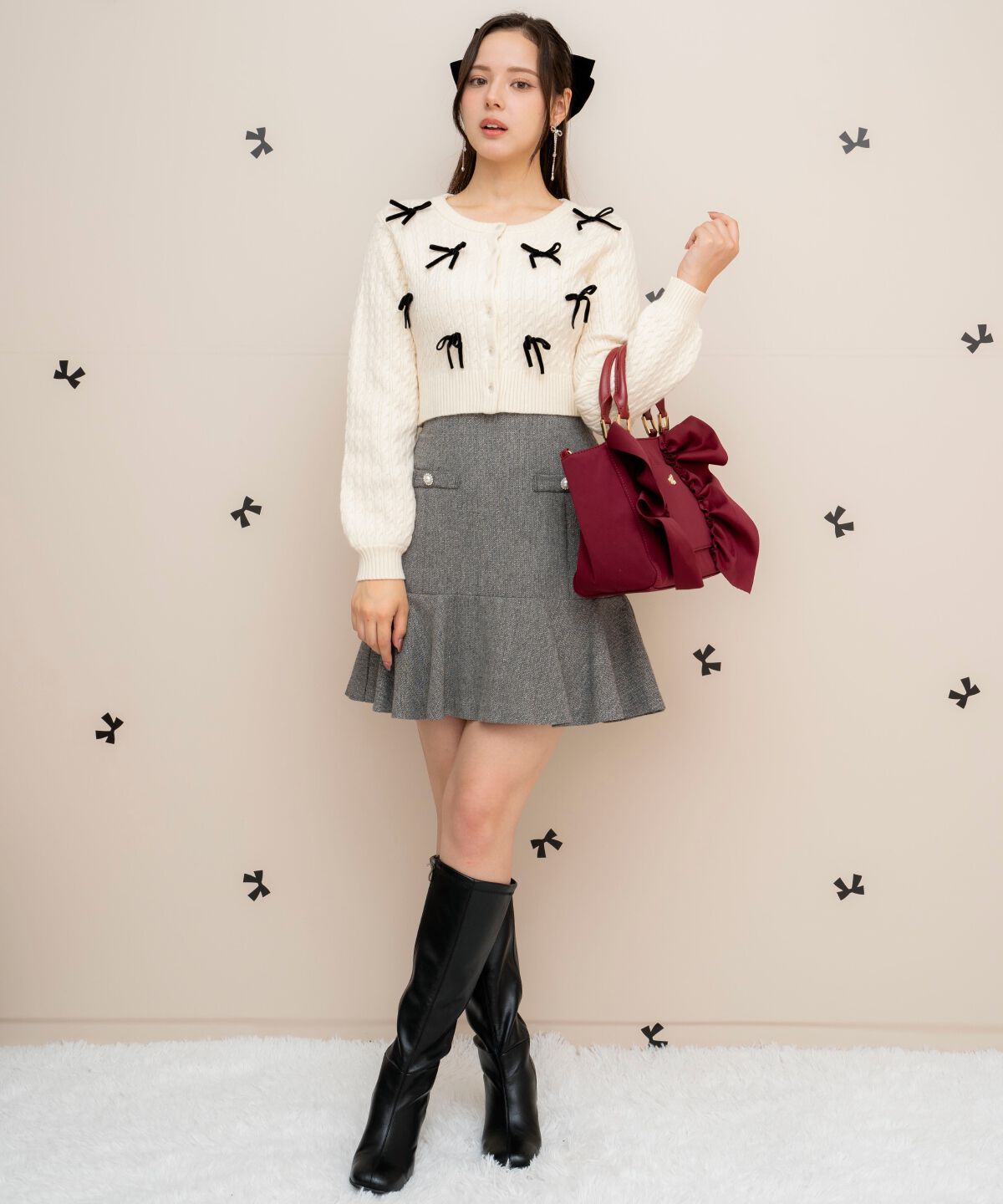 WILLSELECTION「メニーリボンケーブルカーディガン」|カーディガン|