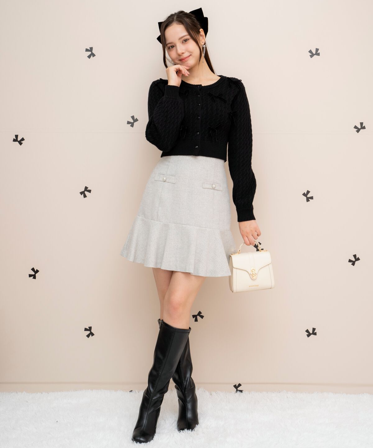 WILLSELECTION「メニーリボンケーブルカーディガン」|カーディガン|