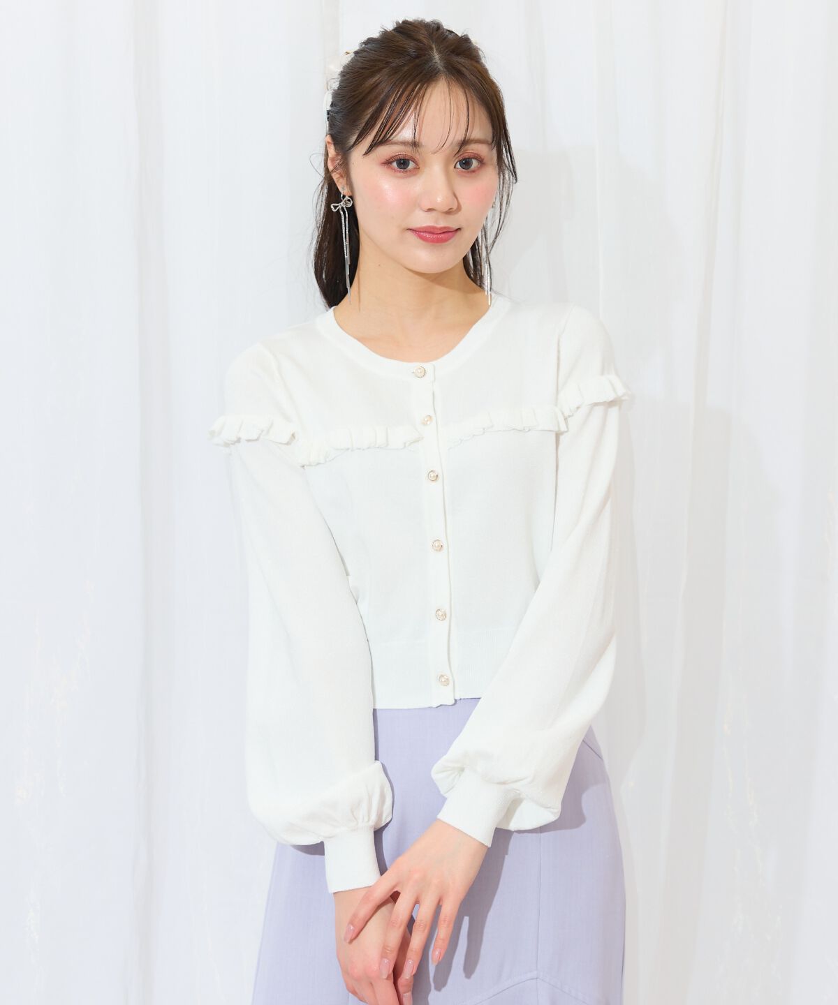 WILLSELECTION「フリルデザインニットカーディガン」|カーディガン|