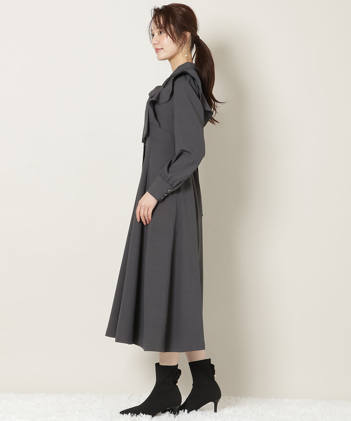 WILLSELECTION「リボンタイラッフルフレアワンピース」|ワンピース|