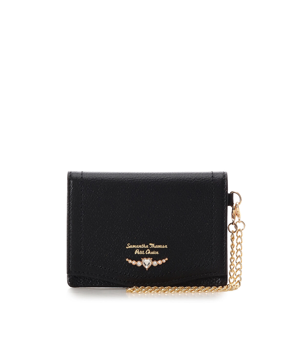 Samantha Thavasa Petit Choice「クリアハートビジュー パスケース」|定期入れ|ブラック