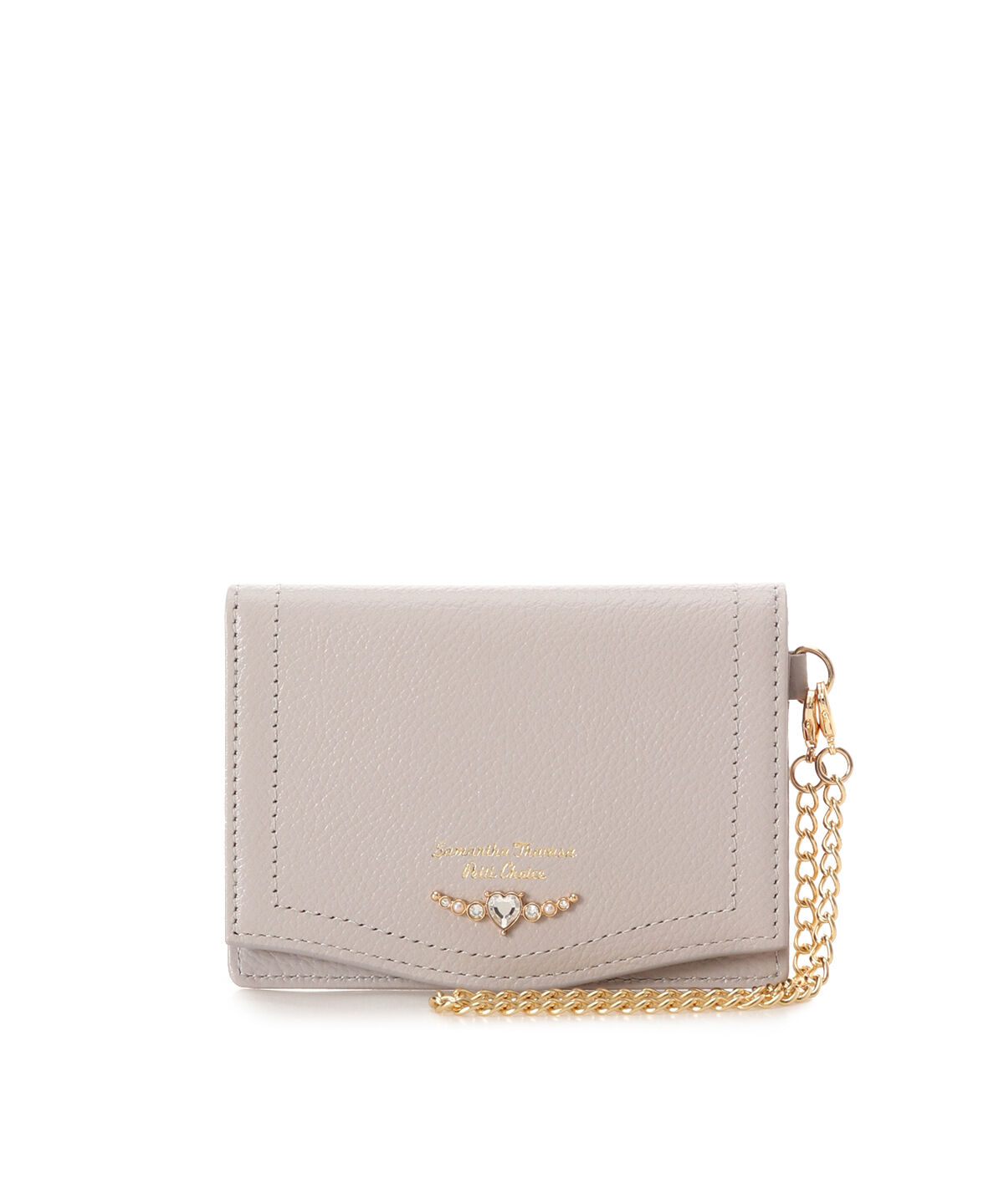 Samantha Thavasa Petit Choice「クリアハートビジュー パスケース」|定期入れ|ベージュ