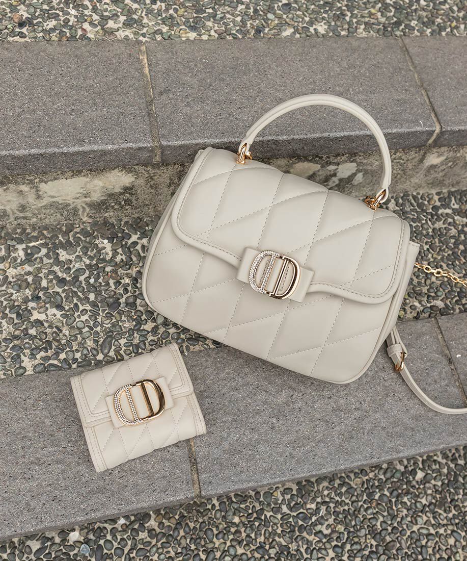  「2WAY ビジューパーツキルティングハンドバッグ」|ハンドバッグ|