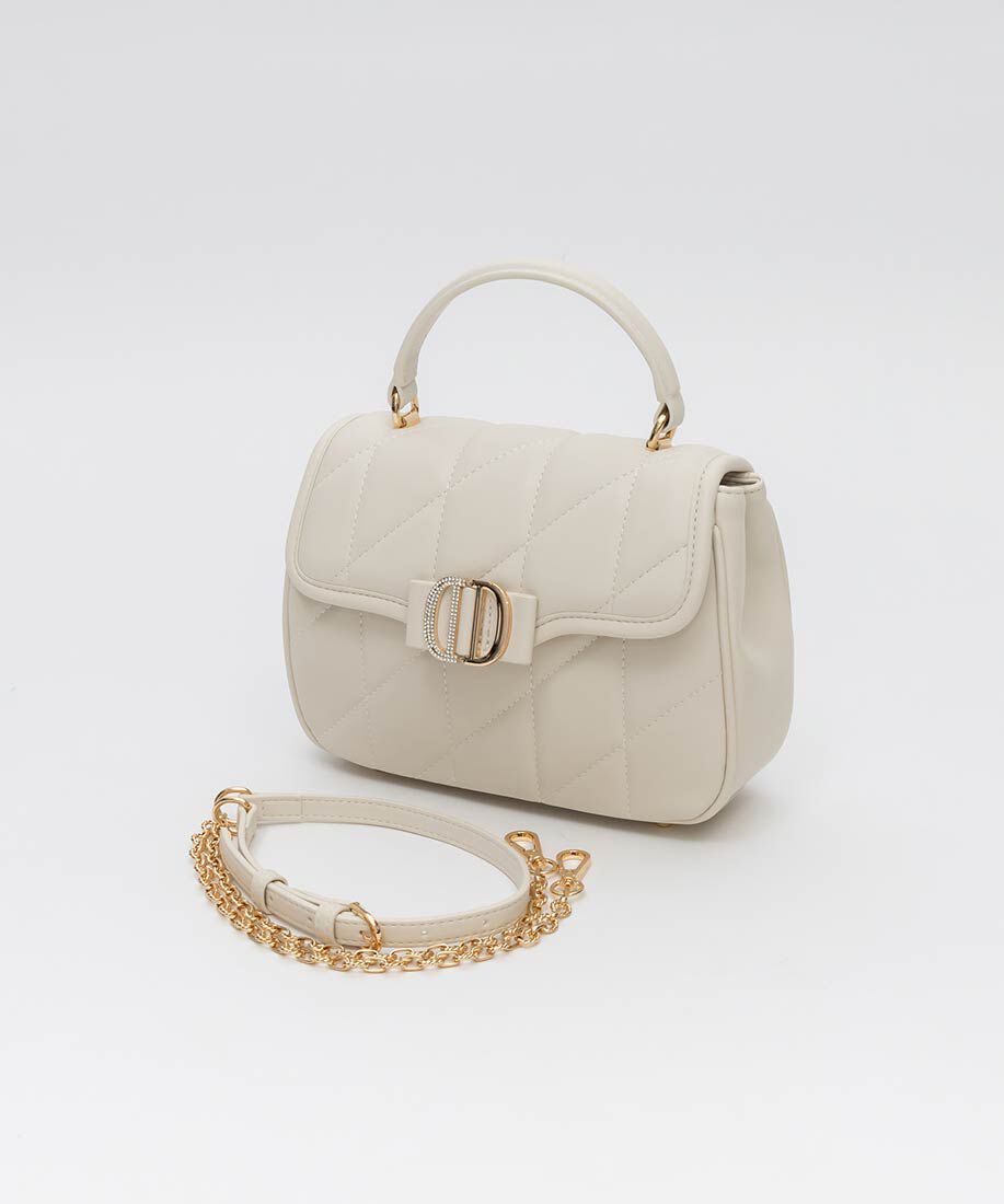  「2WAY ビジューパーツキルティングハンドバッグ」|ハンドバッグ|