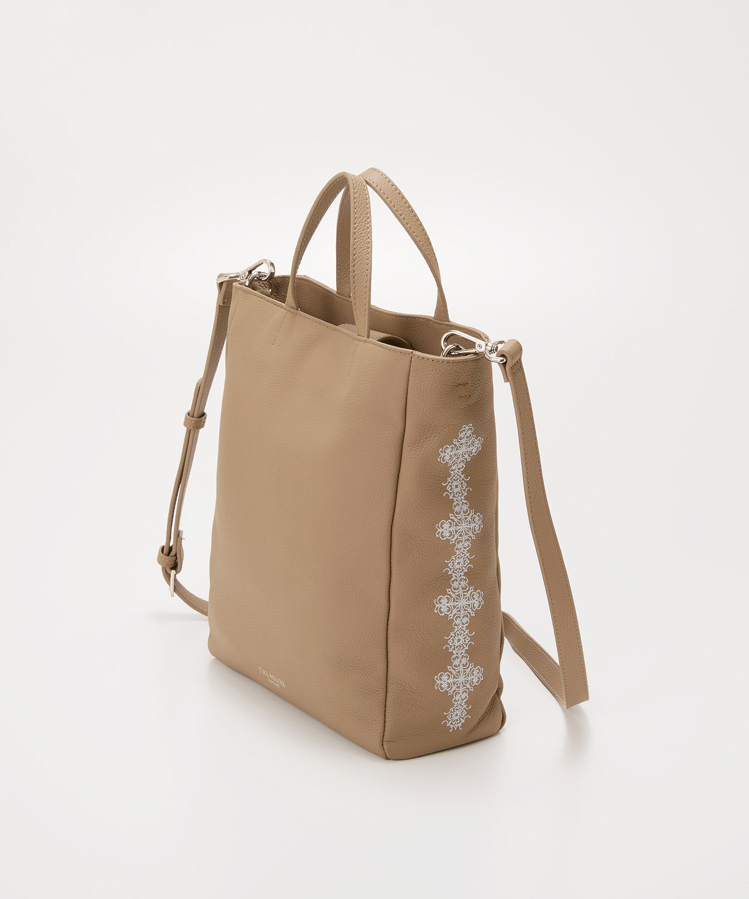 TOPKAPI TREASURE「【TREASURE TOPKAPI】シュリンクレザー レース 刺しゅう ショルダー付 トートバッグ」|トートバッグ|